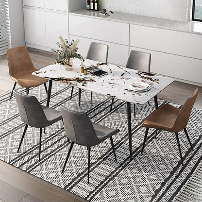 Rectangle 4 jambes Table à manger industrielle Tablette fixe de pierre frittée