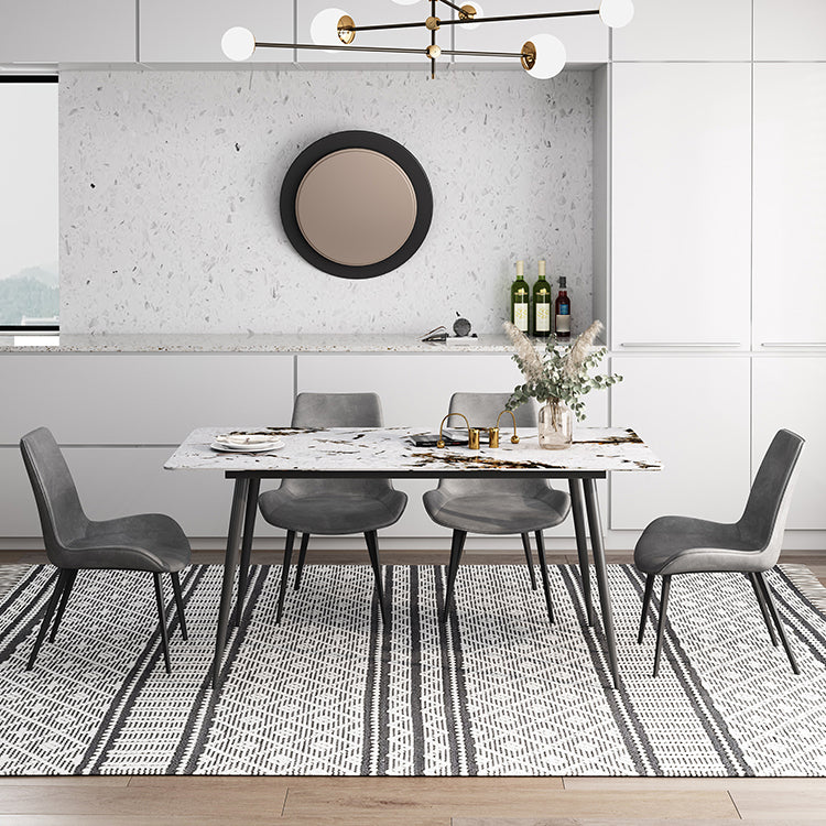 Rectangle 4 jambes Table à manger industrielle Tablette fixe de pierre frittée