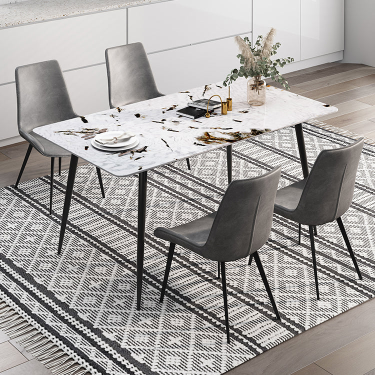 Rectangle 4 jambes Table à manger industrielle Tablette fixe de pierre frittée