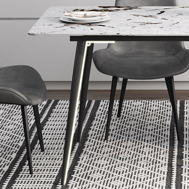 Rectangle 4 jambes Table à manger industrielle Tablette fixe de pierre frittée