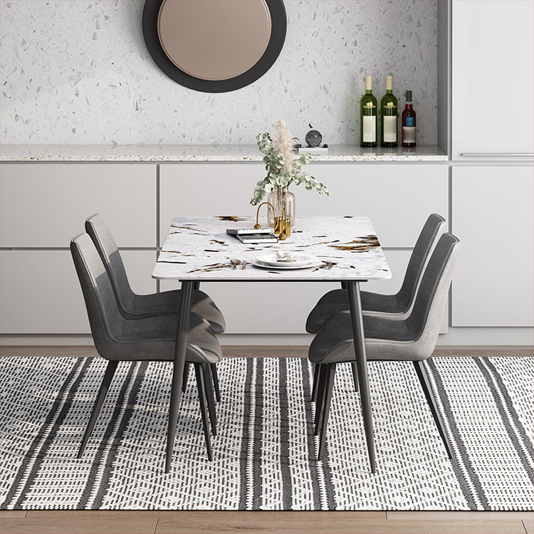 Rectangle 4 jambes Table à manger industrielle Tablette fixe de pierre frittée