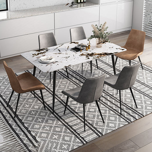 Rectángulo 4 patas Mesa de comedor industrial Mesa fija de piedra sinterizada