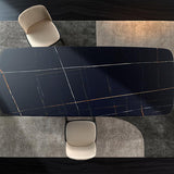 Table noire industrielle pour la table à manger rectangle du restaurant avec base de chevalet