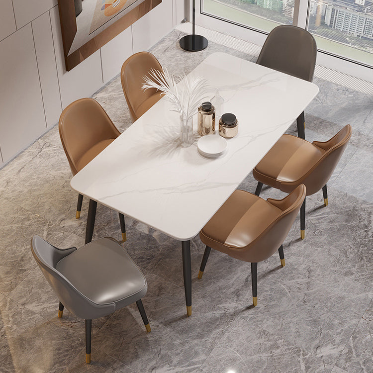 Table à manger en pierre fritrée blanche