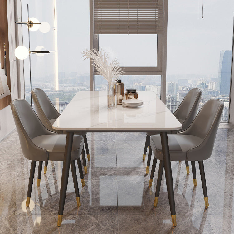 Table à manger en pierre fritrée blanche