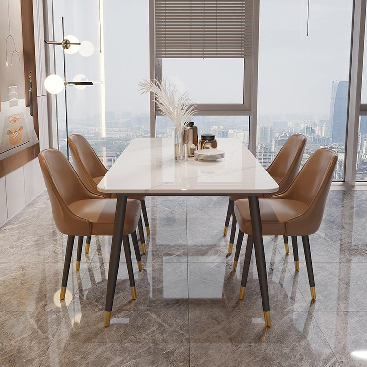 Table à manger en pierre fritrée blanche