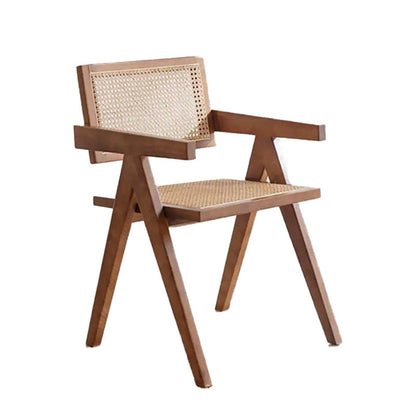 Modern Style Dining Chair Wooden Open Back Arm Chair for Home