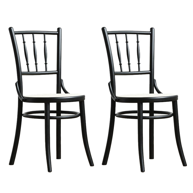 Traditional Style Side Chair Solid Wood Slat Back Dining Room Chair Gloss Black 2 Piece Set Clearhalo 'Dining Chairs' 'Dining Tables & Seating' 'dining_chair' 'furn' 'furn_dining_chair' 'Furniture' 'Kitchen & Dining Furniture' 5174051
