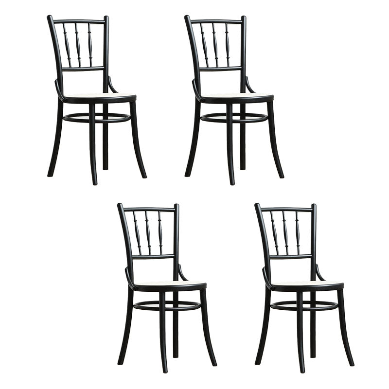 Traditional Style Side Chair Solid Wood Slat Back Dining Room Chair Gloss Black 4 Piece Set Clearhalo 'Dining Chairs' 'Dining Tables & Seating' 'dining_chair' 'furn' 'furn_dining_chair' 'Furniture' 'Kitchen & Dining Furniture' 5174052