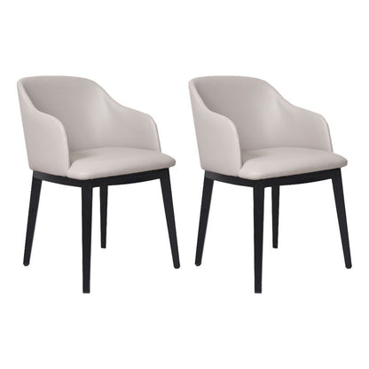 Arm Dining Chairs Modern Faux Leather Side Chairs for Kitchen Khaki 2 Piece Set Clearhalo 'Dining Chairs' 'Dining Tables & Seating' 'dining_chair' 'furn' 'furn_dining_chair' 'Furniture' 'Kitchen & Dining Furniture' 5174055