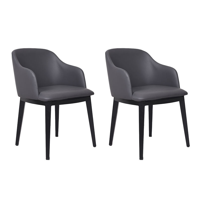 Arm Dining Chairs Modern Faux Leather Side Chairs for Kitchen Dark Gray 2 Piece Set Clearhalo 'Dining Chairs' 'Dining Tables & Seating' 'dining_chair' 'furn' 'furn_dining_chair' 'Furniture' 'Kitchen & Dining Furniture' 5174058