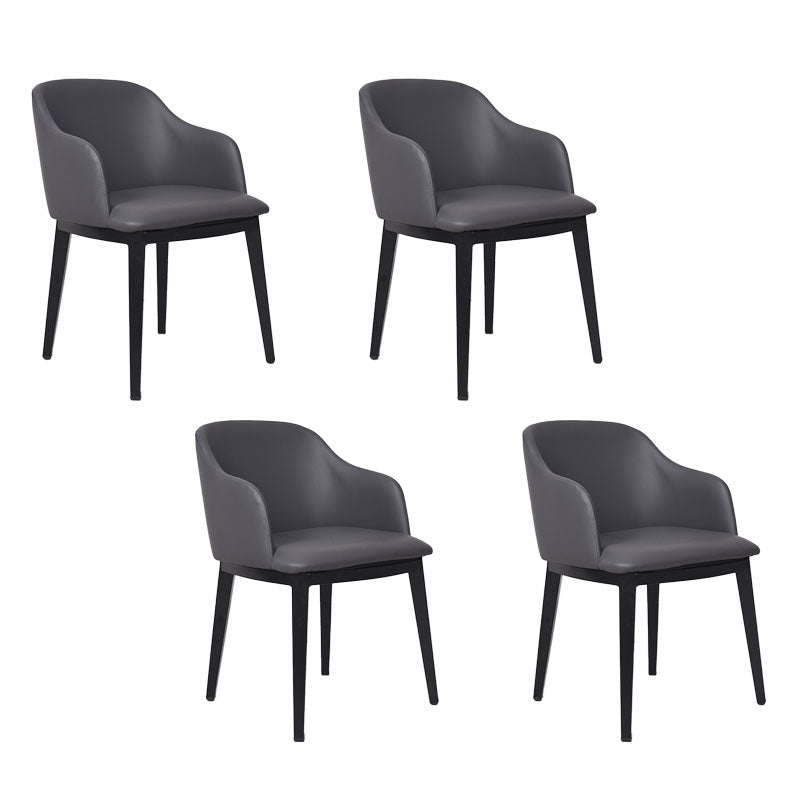 Arm Dining Chairs Modern Faux Leather Side Chairs for Kitchen Dark Gray 4 Piece Set Clearhalo 'Dining Chairs' 'Dining Tables & Seating' 'dining_chair' 'furn' 'furn_dining_chair' 'Furniture' 'Kitchen & Dining Furniture' 5174060