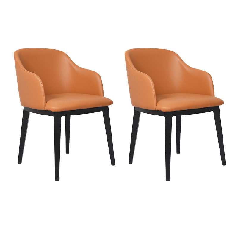 Arm Dining Chairs Modern Faux Leather Side Chairs for Kitchen Orange 2 Piece Set Clearhalo 'Dining Chairs' 'Dining Tables & Seating' 'dining_chair' 'furn' 'furn_dining_chair' 'Furniture' 'Kitchen & Dining Furniture' 5174063