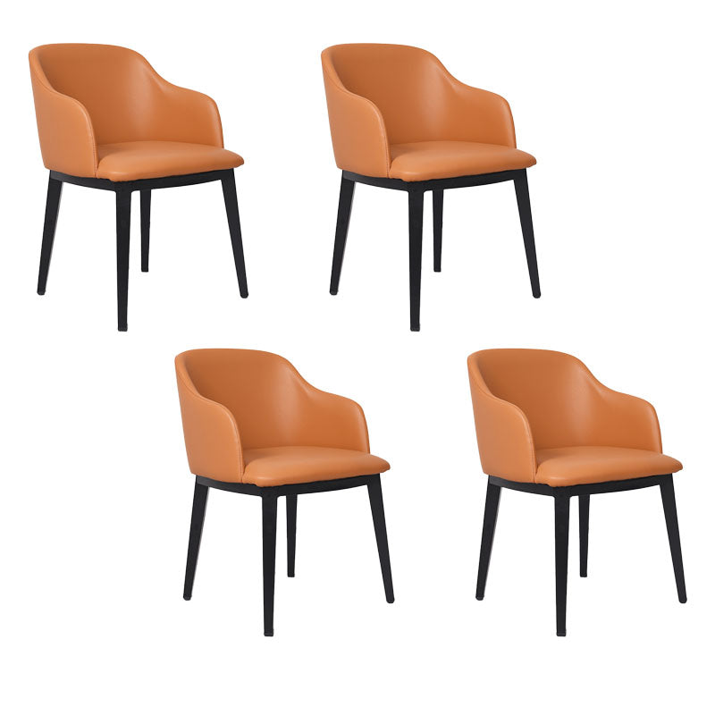 Arm Dining Chairs Modern Faux Leather Side Chairs for Kitchen Orange 4 Piece Set Clearhalo 'Dining Chairs' 'Dining Tables & Seating' 'dining_chair' 'furn' 'furn_dining_chair' 'Furniture' 'Kitchen & Dining Furniture' 5174064
