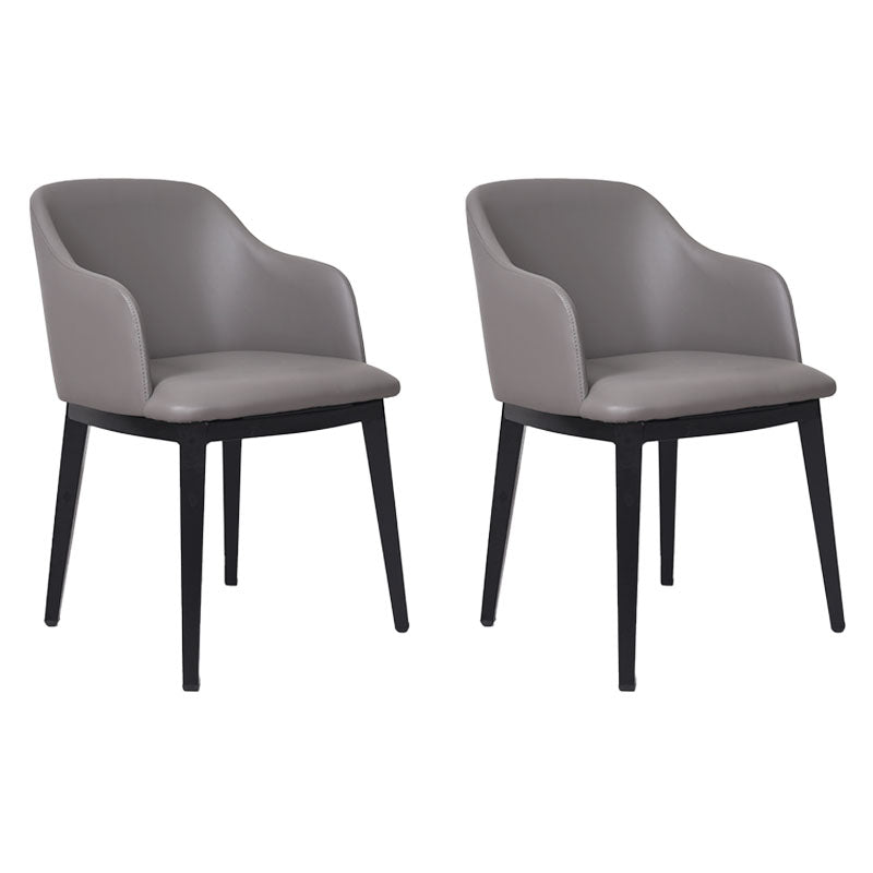 Arm Dining Chairs Modern Faux Leather Side Chairs for Kitchen Grey 2 Piece Set Clearhalo 'Dining Chairs' 'Dining Tables & Seating' 'dining_chair' 'furn' 'furn_dining_chair' 'Furniture' 'Kitchen & Dining Furniture' 5174070