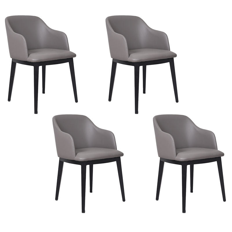 Arm Dining Chairs Modern Faux Leather Side Chairs for Kitchen Grey 4 Piece Set Clearhalo 'Dining Chairs' 'Dining Tables & Seating' 'dining_chair' 'furn' 'furn_dining_chair' 'Furniture' 'Kitchen & Dining Furniture' 5174072