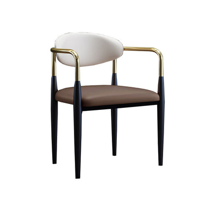 Arm Dining Chairs Industrial Faux Leather Side Chairs for Dining Room