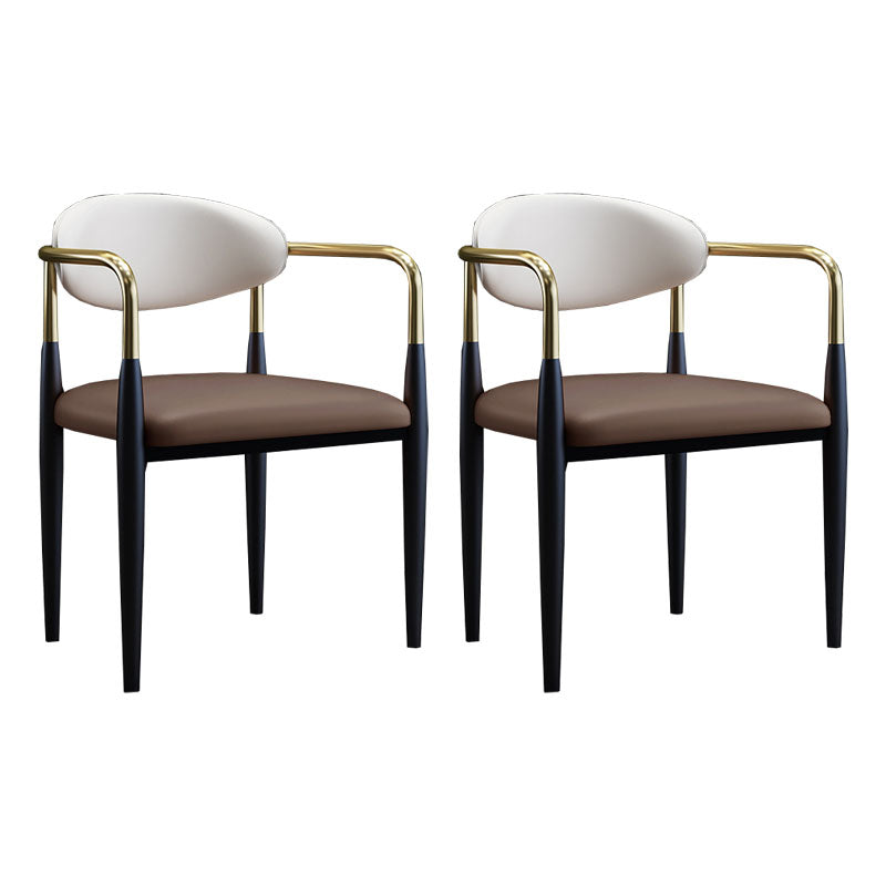 Chaises à manger à bras industriels chaises latérales en faux cuir pour salle à manger