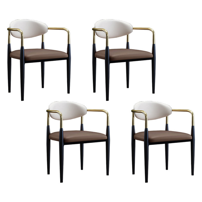 Arm eetstoelen industriële faux lederen zijstoelen voor eetkamer