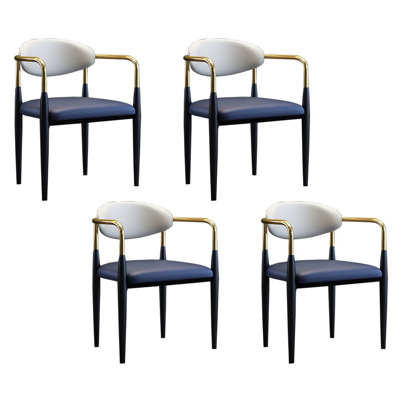 Arm eetstoelen industriële faux lederen zijstoelen voor eetkamer