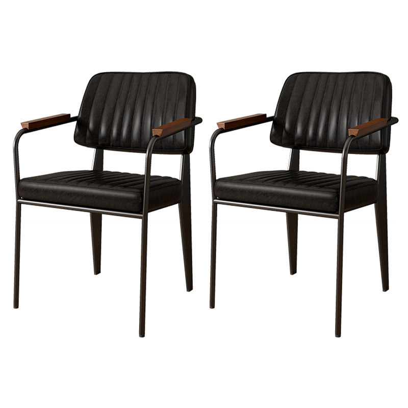 Sedia a braccio in stile industriale in pelle sedia da pranzo aperta per la casa