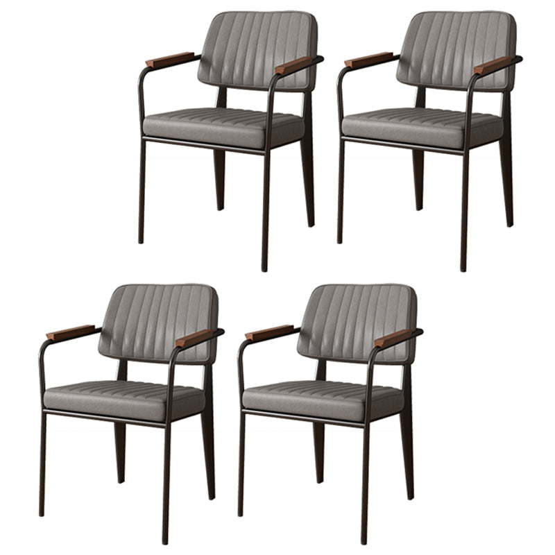 インダストリアルスタイルのアームチェアレザーホーム用オープンバックダイニングチェア