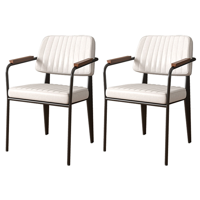 Sedia a braccio in stile industriale in pelle sedia da pranzo aperta per la casa