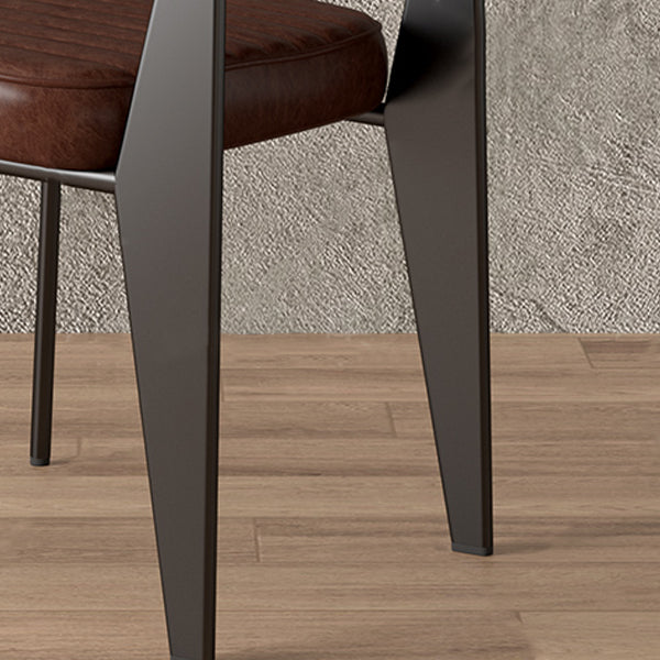 インダストリアルスタイルのアームチェアレザーホーム用オープンバックダイニングチェア