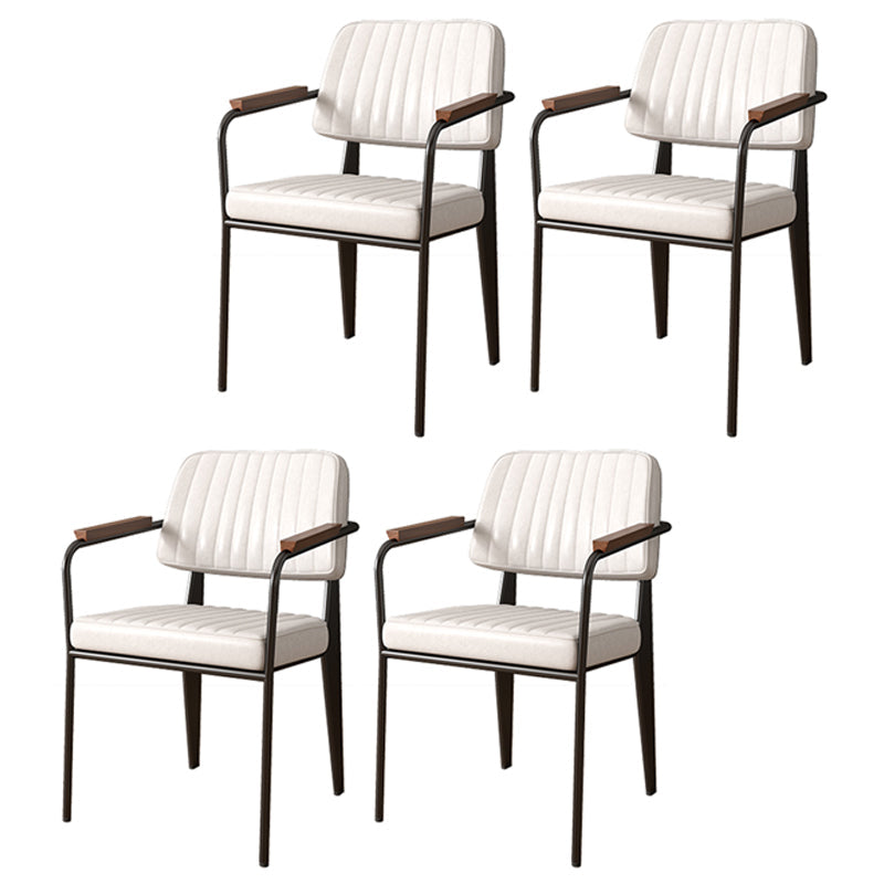 Sedia a braccio in stile industriale in pelle sedia da pranzo aperta per la casa