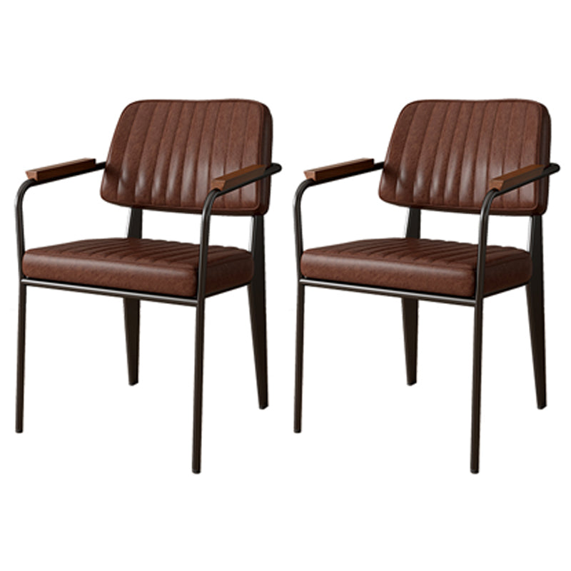 Industriële stijl armstoel leer open rug eetkamerstoel voor thuis