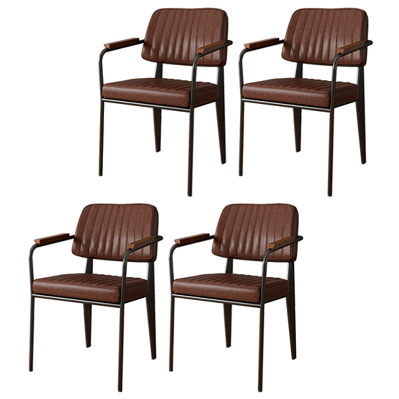 インダストリアルスタイルのアームチェアレザーホーム用オープンバックダイニングチェア