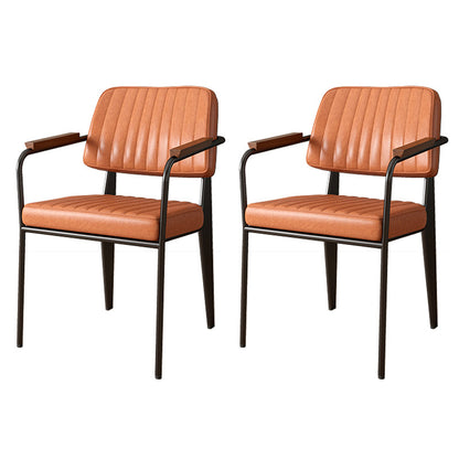 Sedia a braccio in stile industriale in pelle sedia da pranzo aperta per la casa