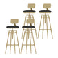 Taburete de mostrador rotativo de glamour taburete de barra de cocina de hierro con cojín y pedal