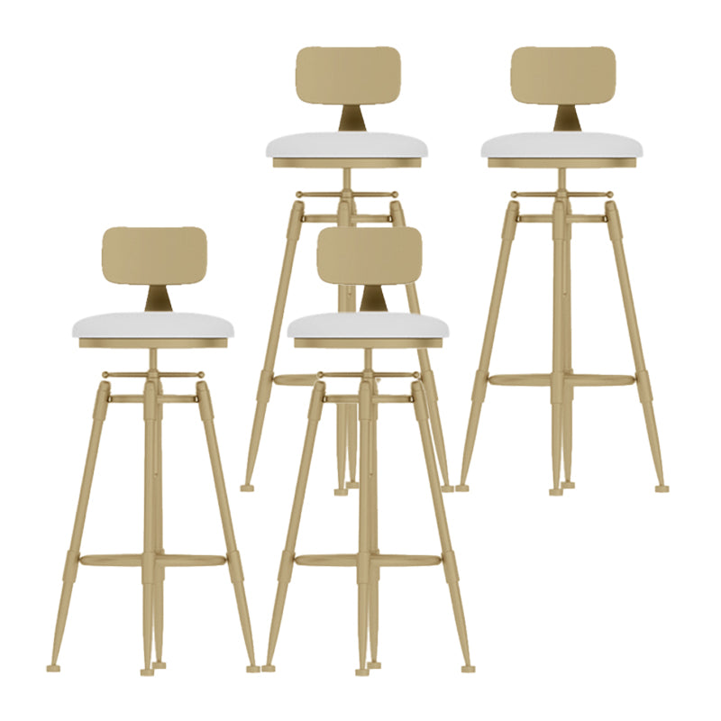 Sgabello da bar in ferro da bancone rotabile glam ridotto con cuscino e pedale