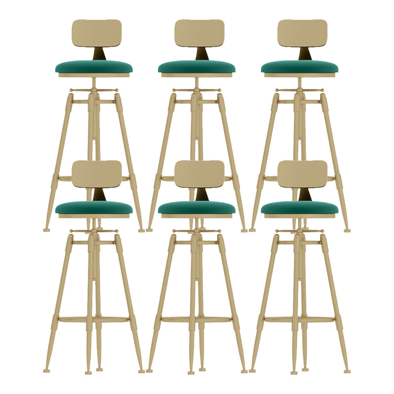 Sgabello da bar in ferro da bancone rotabile glam ridotto con cuscino e pedale