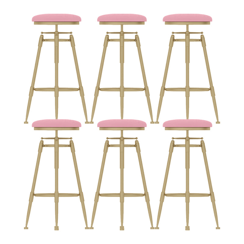 Glam Liftable Rotatable Counter Stool Iron Kitchen Bar Stool with Cushion and Pedal