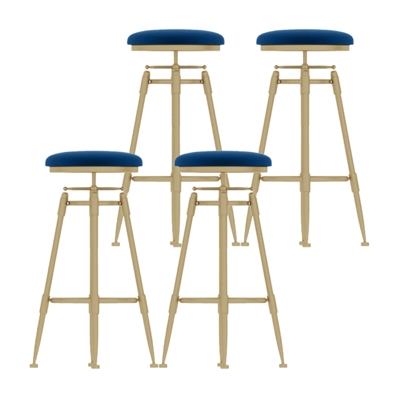 Glam Liftable Rotatable Counter Stool Iron Kitchen Bar Stool with Cushion and Pedal