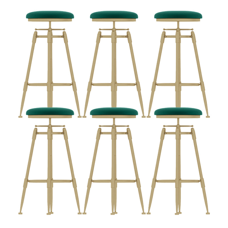 Glam Liftable Rotatable Counter Stool Iron Kitchen Bar Stool with Cushion and Pedal