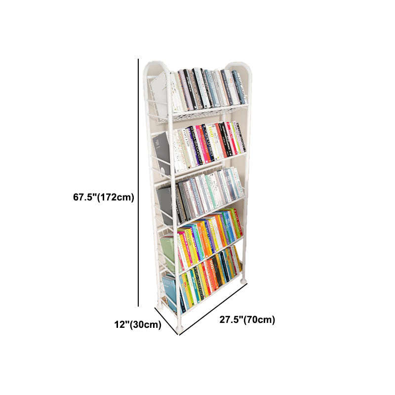 Contemporary Style Metal Bookcase Wheel Bookshelf for Home Office