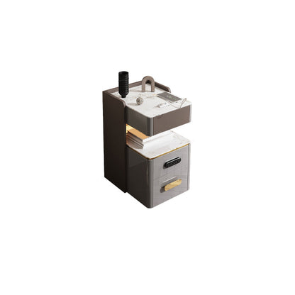 3-Drawer Nightstand with USB charging 21.65" Tall Faux Leather Nightstand