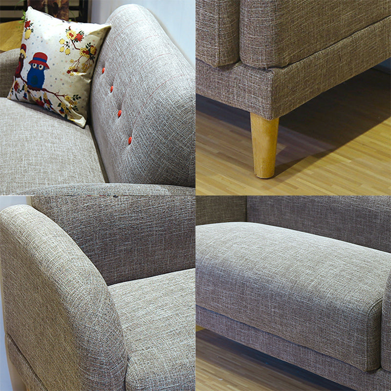 Linen Contemporary Standard Square Arm Sofa 3-seater Sofa for Living Room