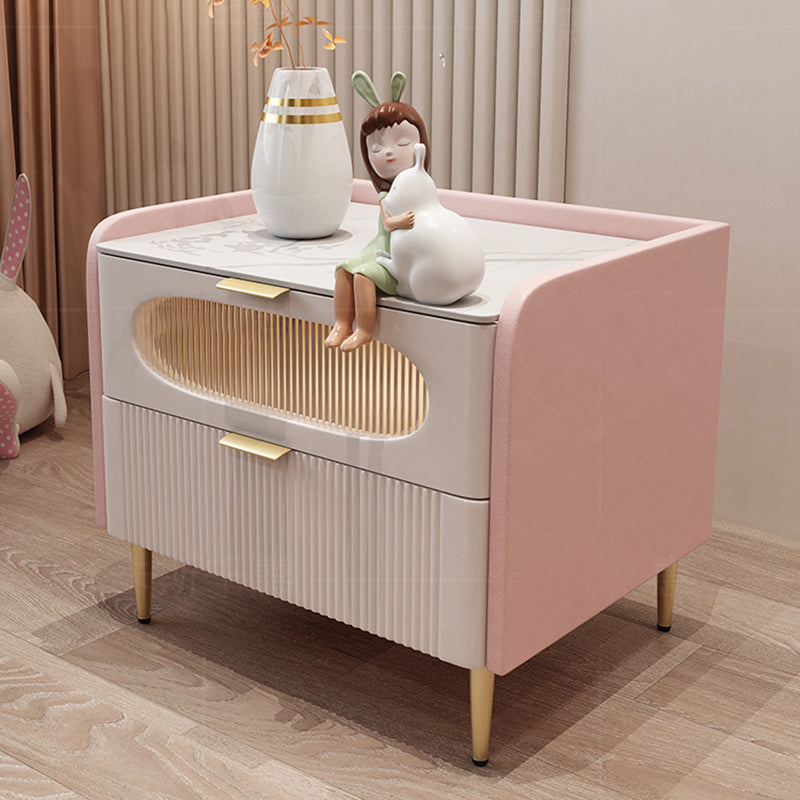 2-lading accenttafel nachtkastje 18,5 "hoge steen/glas nachtkastje