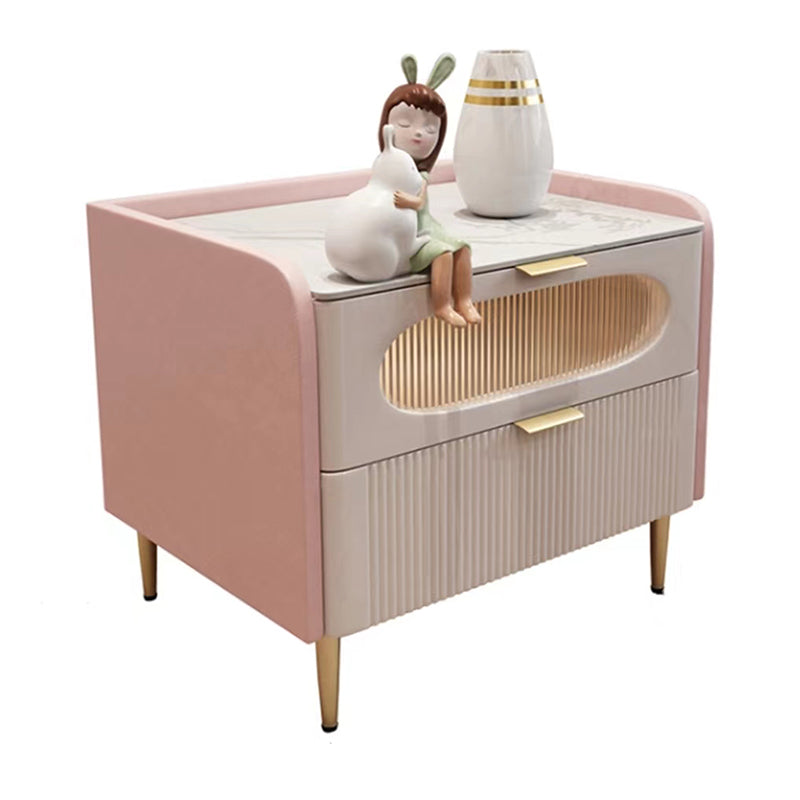 2-lading accenttafel nachtkastje 18,5 "hoge steen/glas nachtkastje