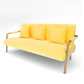 Velvet 3-seater Sofa with Pillow Top Arm for Apartment 28.35" High Yellow Clearhalo 'furn' 'furn_sofas' 'Furniture' 'Living Room Furniture' 'Sofa' 'sofas' 5178227