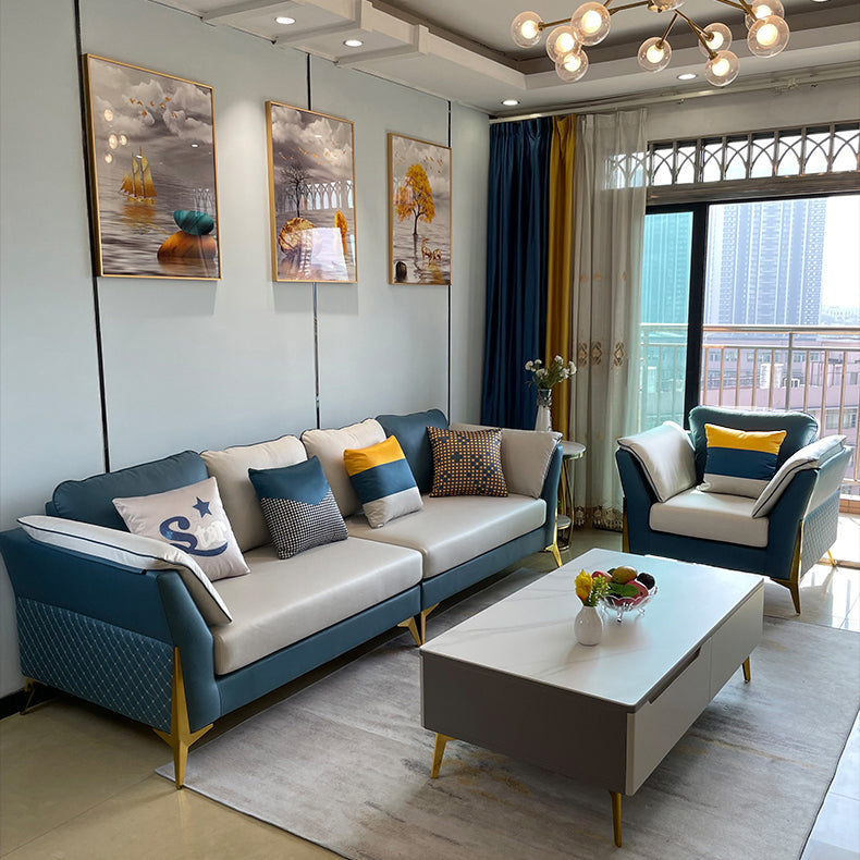 フェイクレザーモダン標準フレアアームステイン耐性セッピーソファ