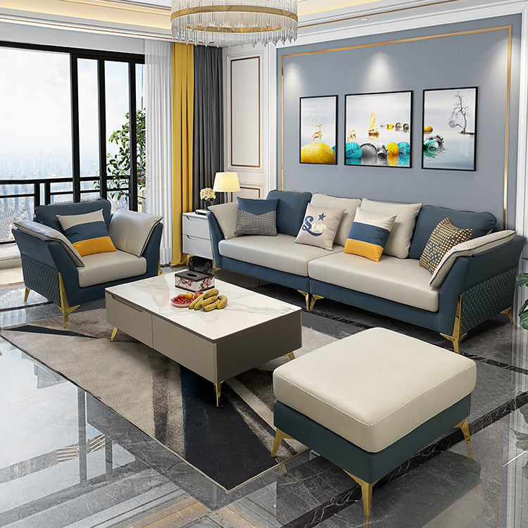 フェイクレザーモダン標準フレアアームステイン耐性セッピーソファ