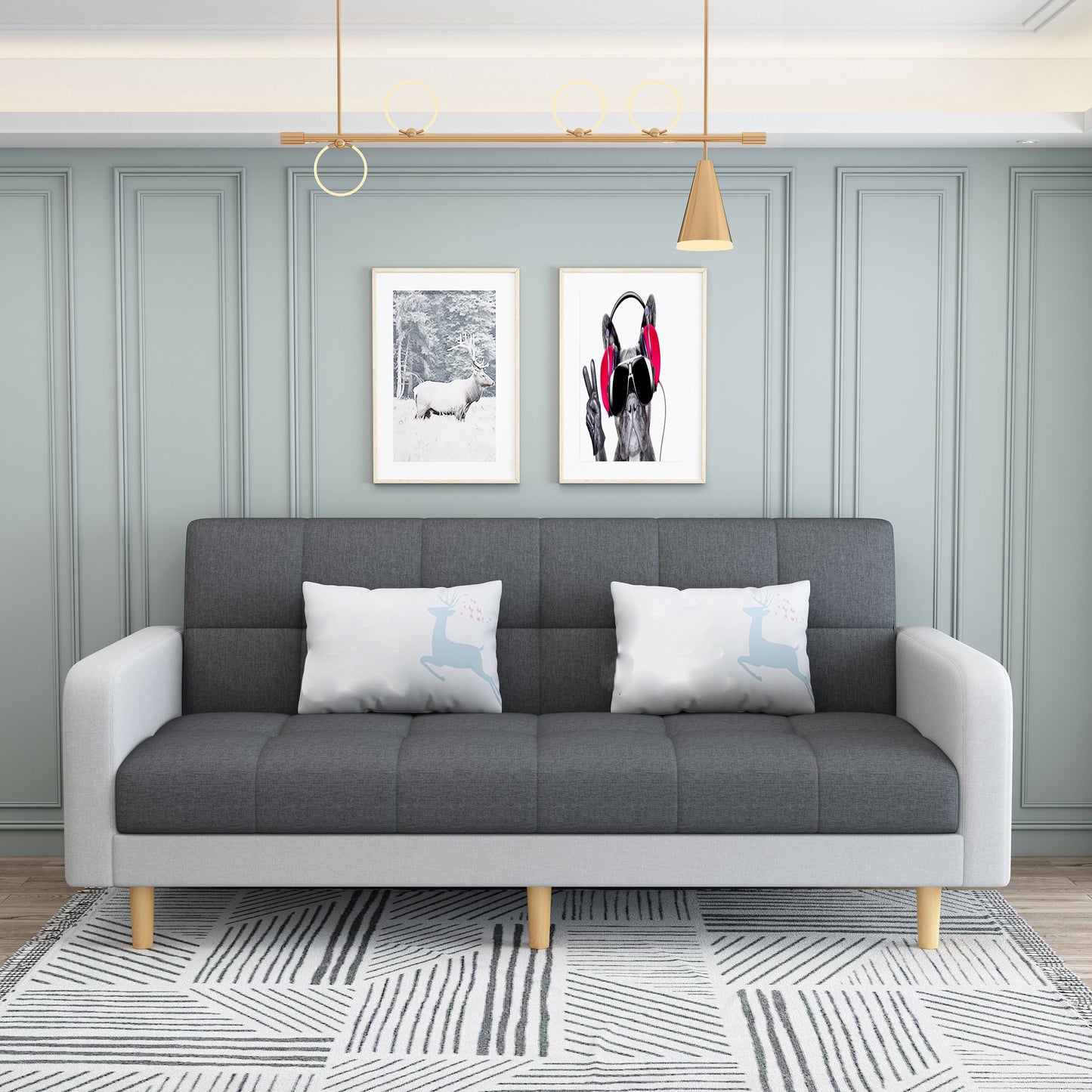 Contemporary Biscuit Back Convertible Square Arm Stationary Sofa