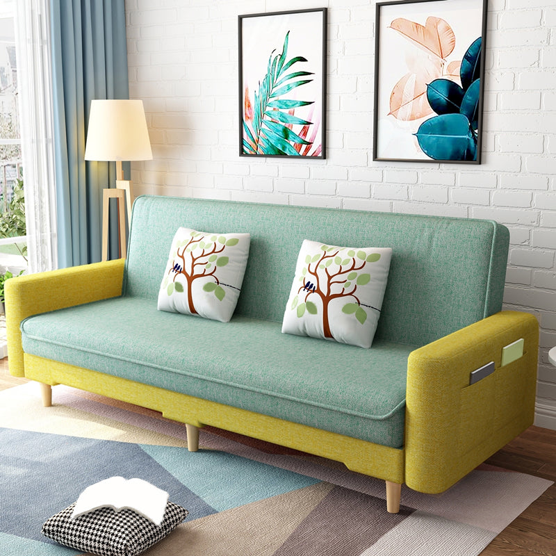 Sala de estar contemporánea Sofá de lino de 3 plazas con brazo cuadrado