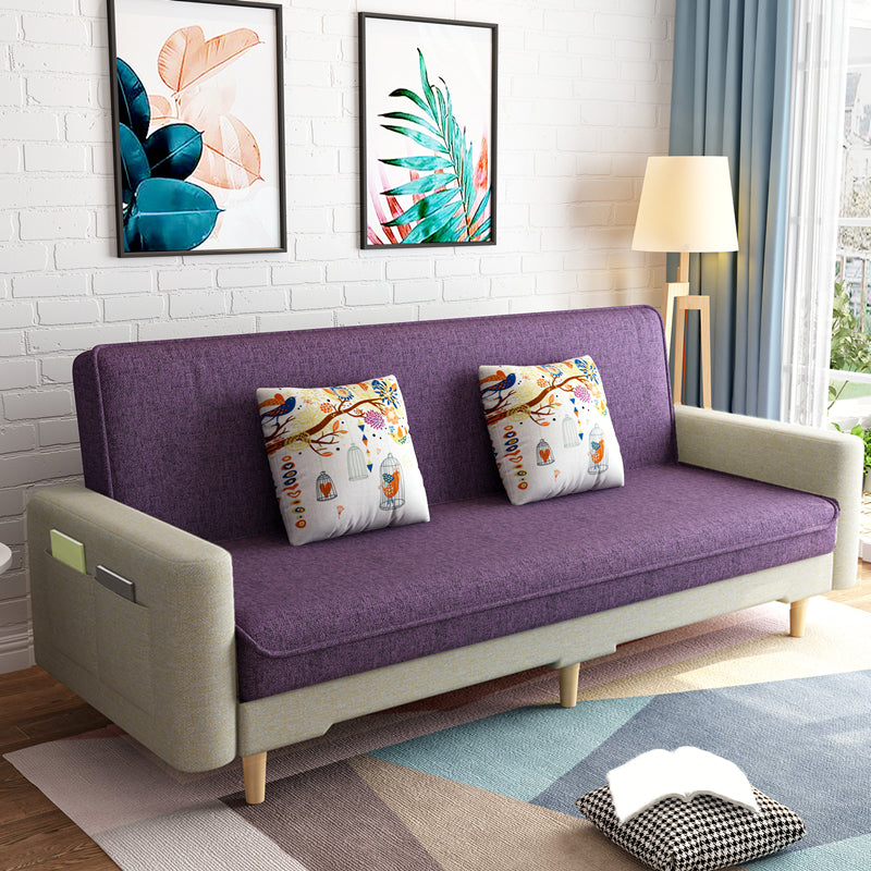 Living Room Contemporary Sleeper Square Arm 3-seater Linen Sofa