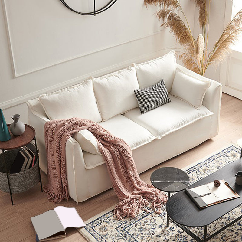 Blancheur blanc en lin standard contemporain carré pour le salon, appartement